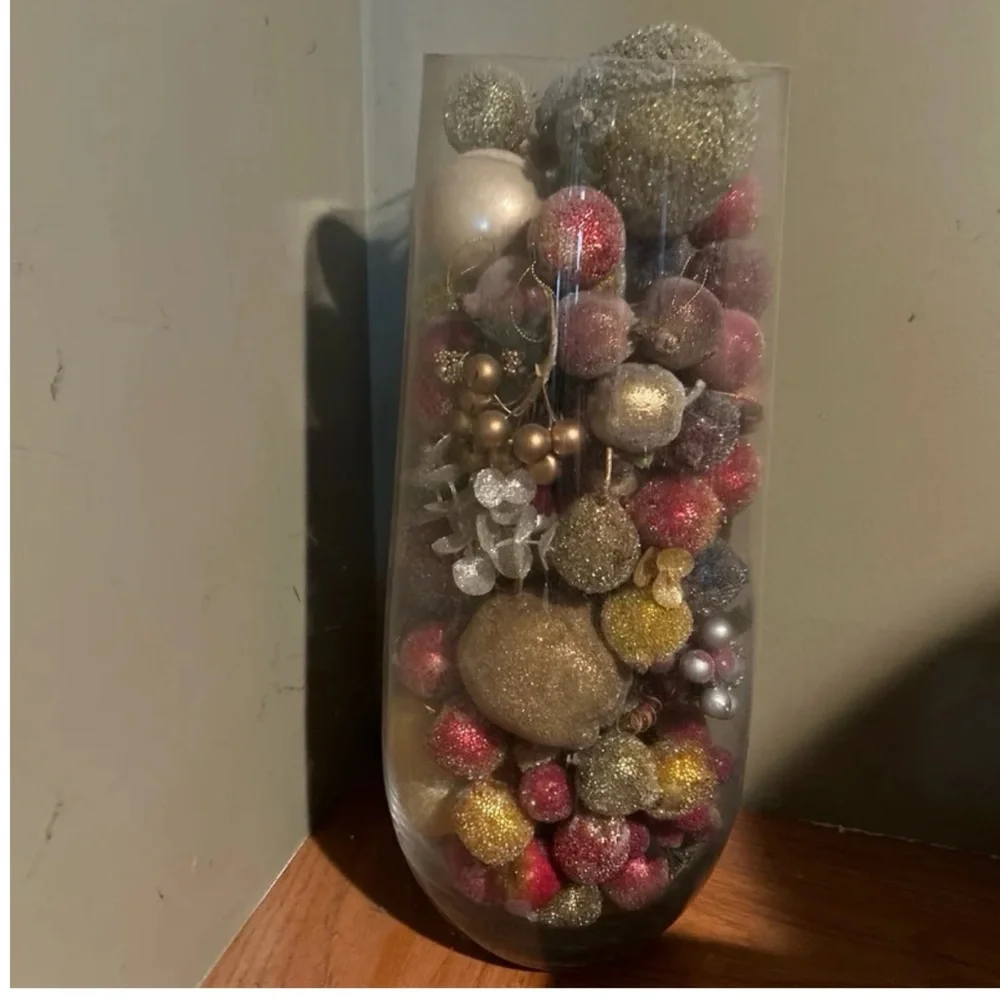 Giant Glass Vase with Multicolor Decorative Orbs